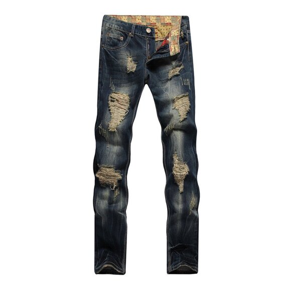 Men's Distressed Blue Jeans - Picture 3 of 3
